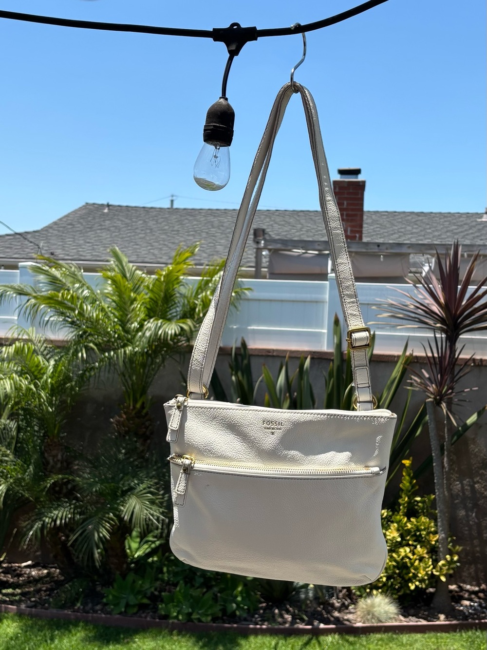 Fossil Tinsley Coconut/White Crossbody Bag